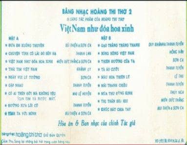 Việt Nam như đóa hoa xinh - Băng nhạc Hoàng Thị Thơ 2 2 Việt Nam như đóa hoa xinh - Băng nhạc Hoàng Thị Thơ 2 - Hình ảnh 2