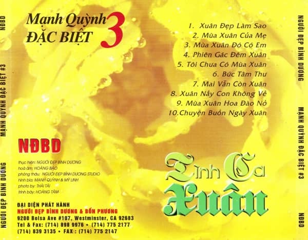 Album-Tình Ca Xuân - Mạnh Quỳnh Đặc Biệt 3 2 Album-Tình Ca Xuân - Mạnh Quỳnh Đặc Biệt 3 - Hình ảnh 2
