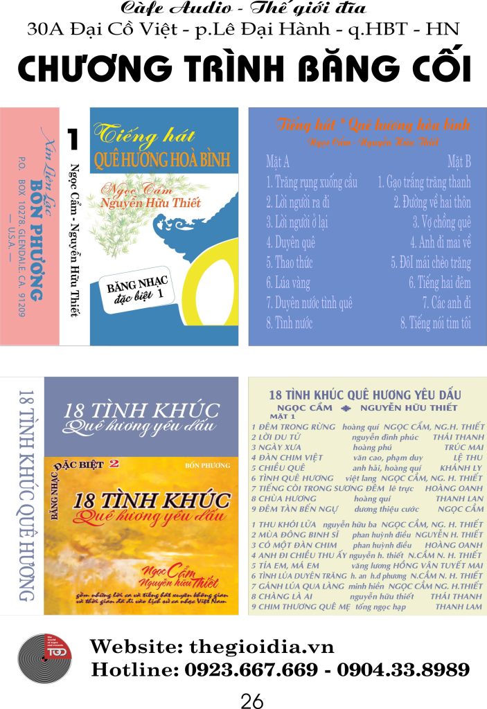 TIẾNG HÁT " QUÊ HƯƠNG HÒA BÌNH " , 18 TÌNH KHÚC QUÊ HƯƠNG YÊU DẤU 3 TIẾNG HÁT " QUÊ HƯƠNG HÒA BÌNH " , 18 TÌNH KHÚC QUÊ HƯƠNG YÊU DẤU