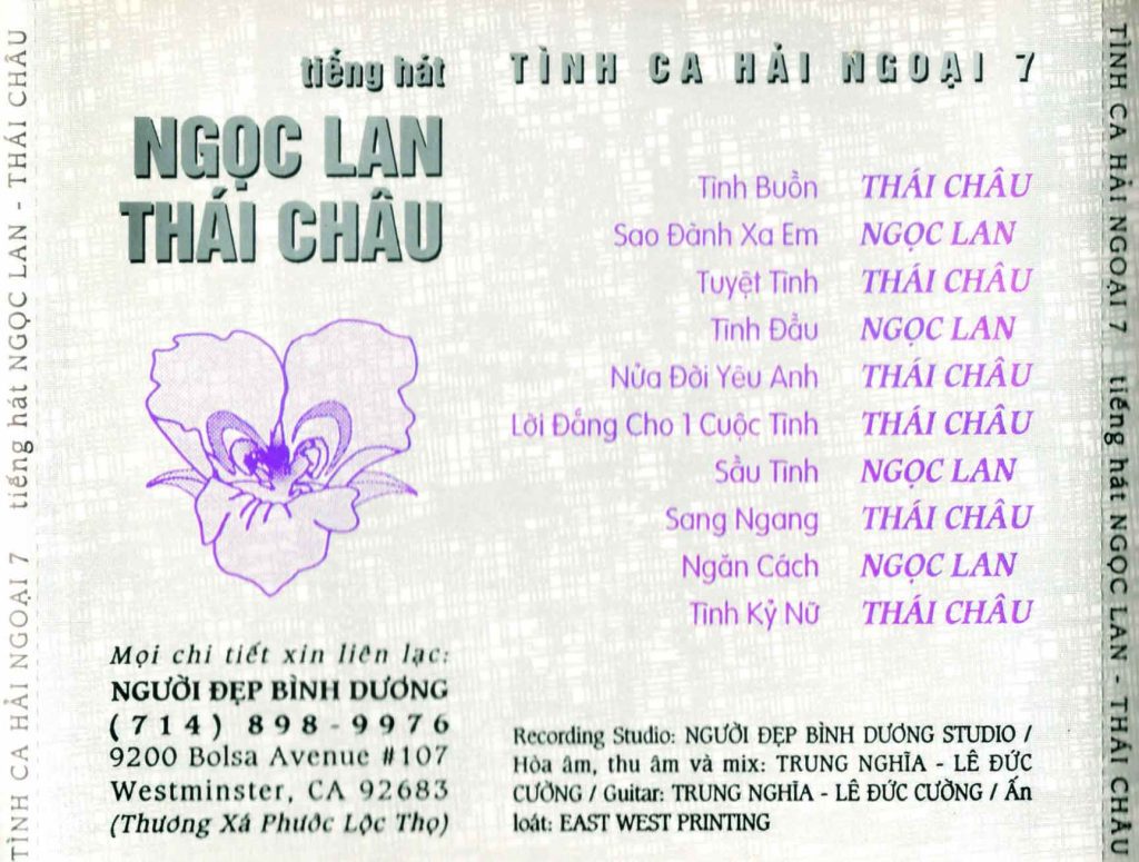 TIẾNG HÁT NGỌC LAN , THÁI CHÂU - TÌNH CA HẢI NGOẠI 7 4 TIẾNG HÁT NGỌC LAN , THÁI CHÂU - TÌNH CA HẢI NGOẠI 7 - Hình ảnh 2